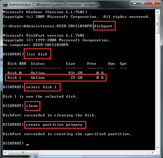 clear all partitions